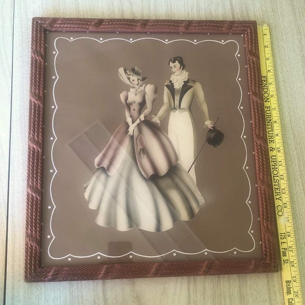 Vintage Turner 1940’s lithograph art print with courting couple